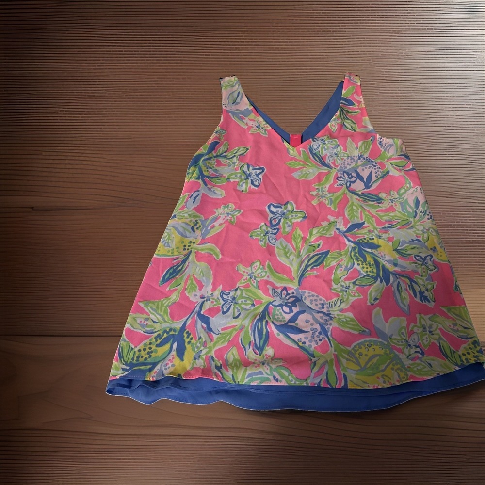Lilly Pulitzer Florin Reversible Tank Top V-Neck XXS Multi Toile Me About It